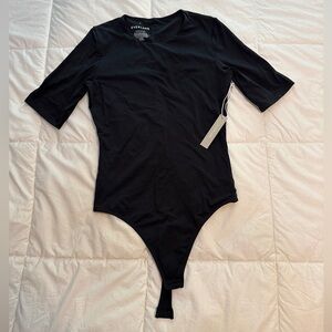 NWT Everlane Short-Sleeve Crew Neck Bodysuit Black Thong Women’s M